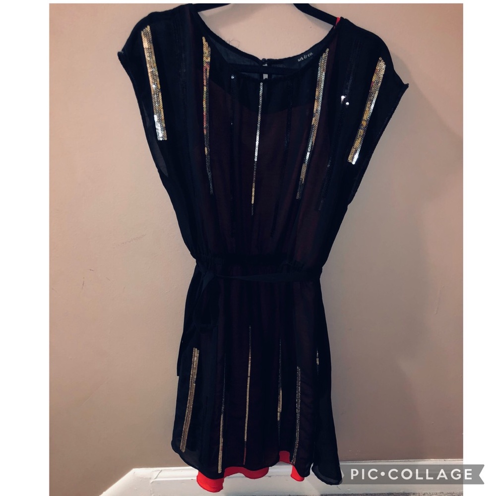 Black dress with gold sequins